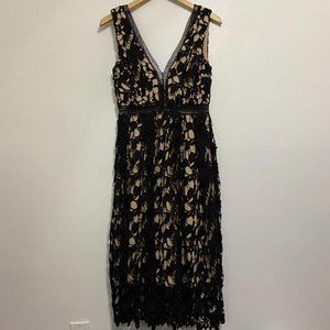 Aqua Dress Nude Black Lace Size M
